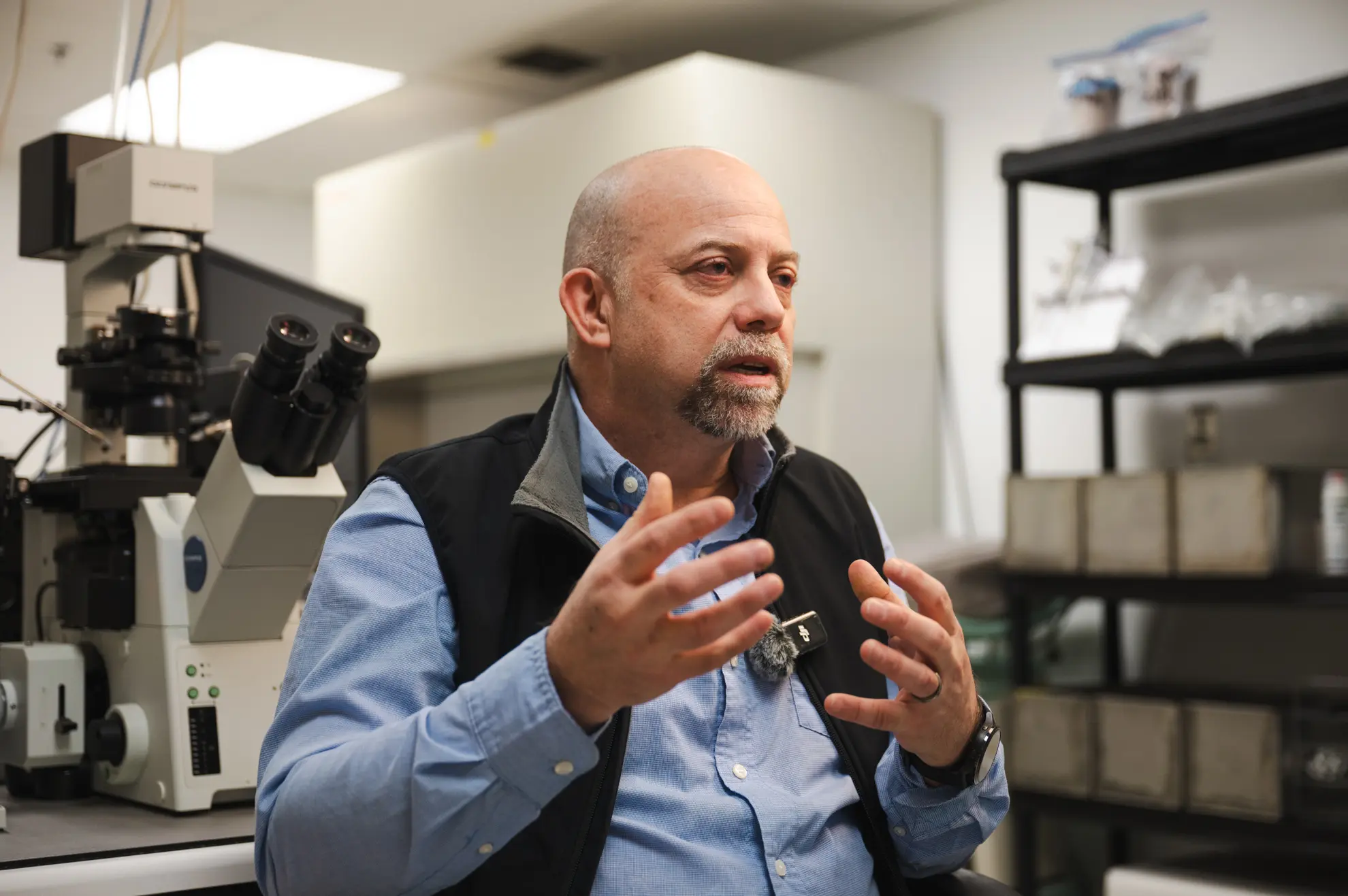 Michael Dyck talking gesturing during the interview