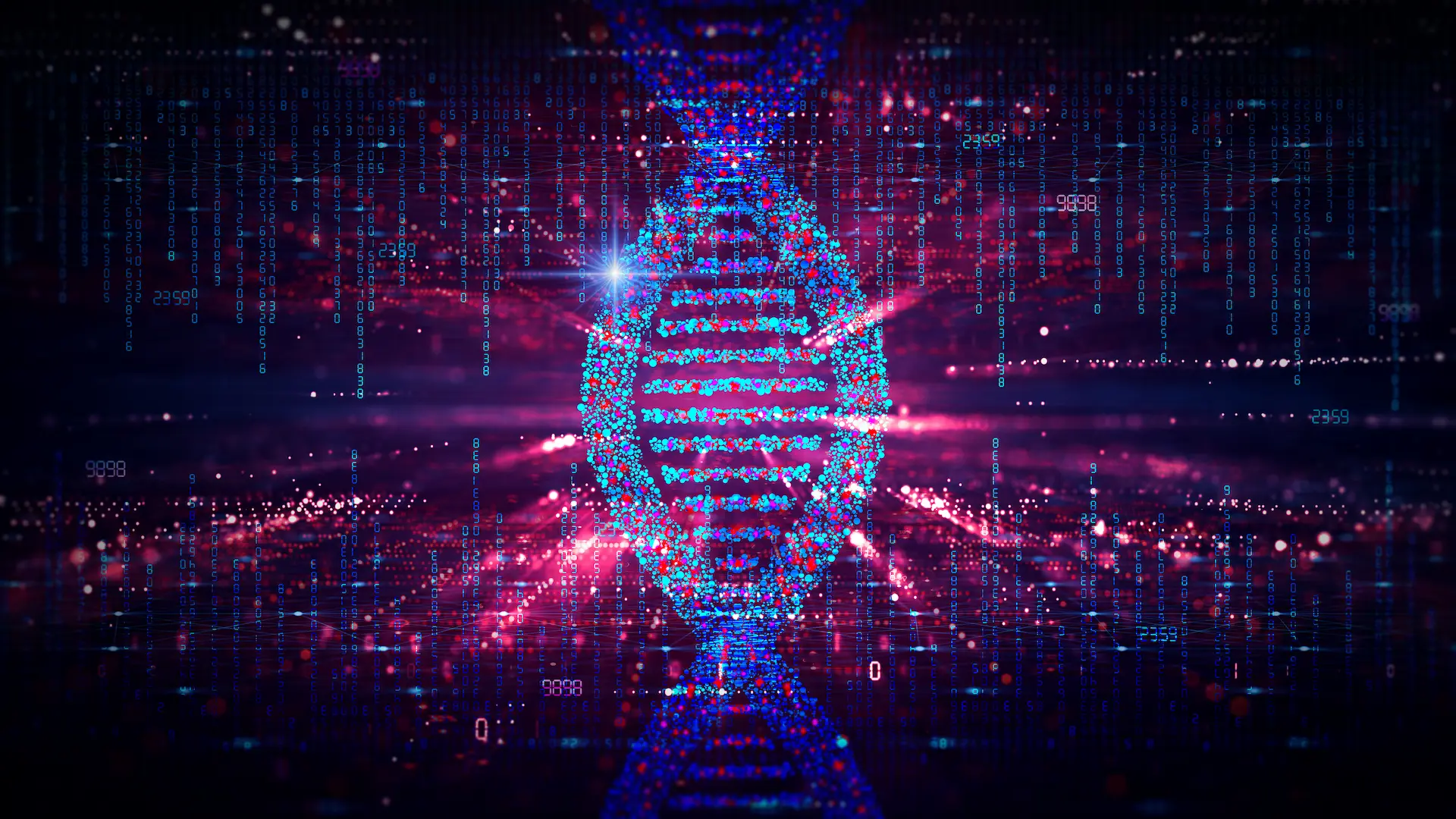 Graphic of Double DNA Helix with Digital Overaly